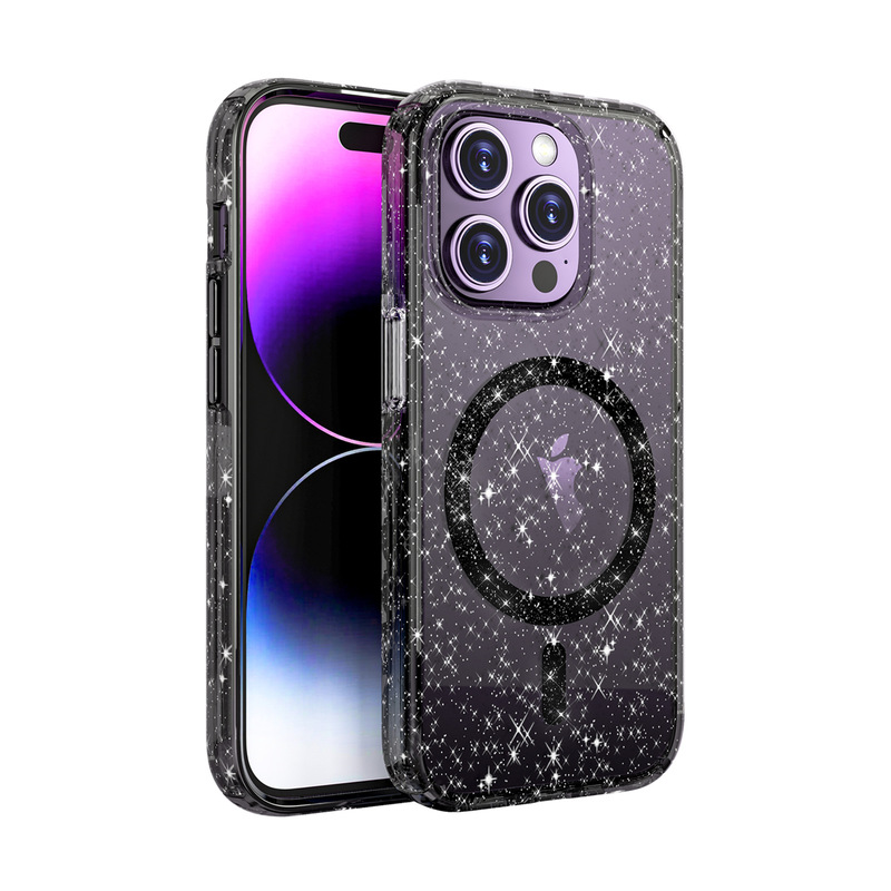 Super Defender Terminator Space Shell Four Corner Anti-Collision Flash Magnetic Series Magsafe Glitter Phone Case