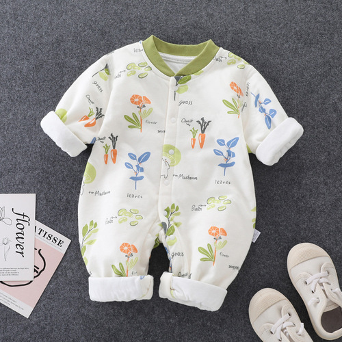 Baby jumpsuit autumn and winter quilted thin cotton baby warm clothes for men and women, crawling clothes, newborn baby clothes