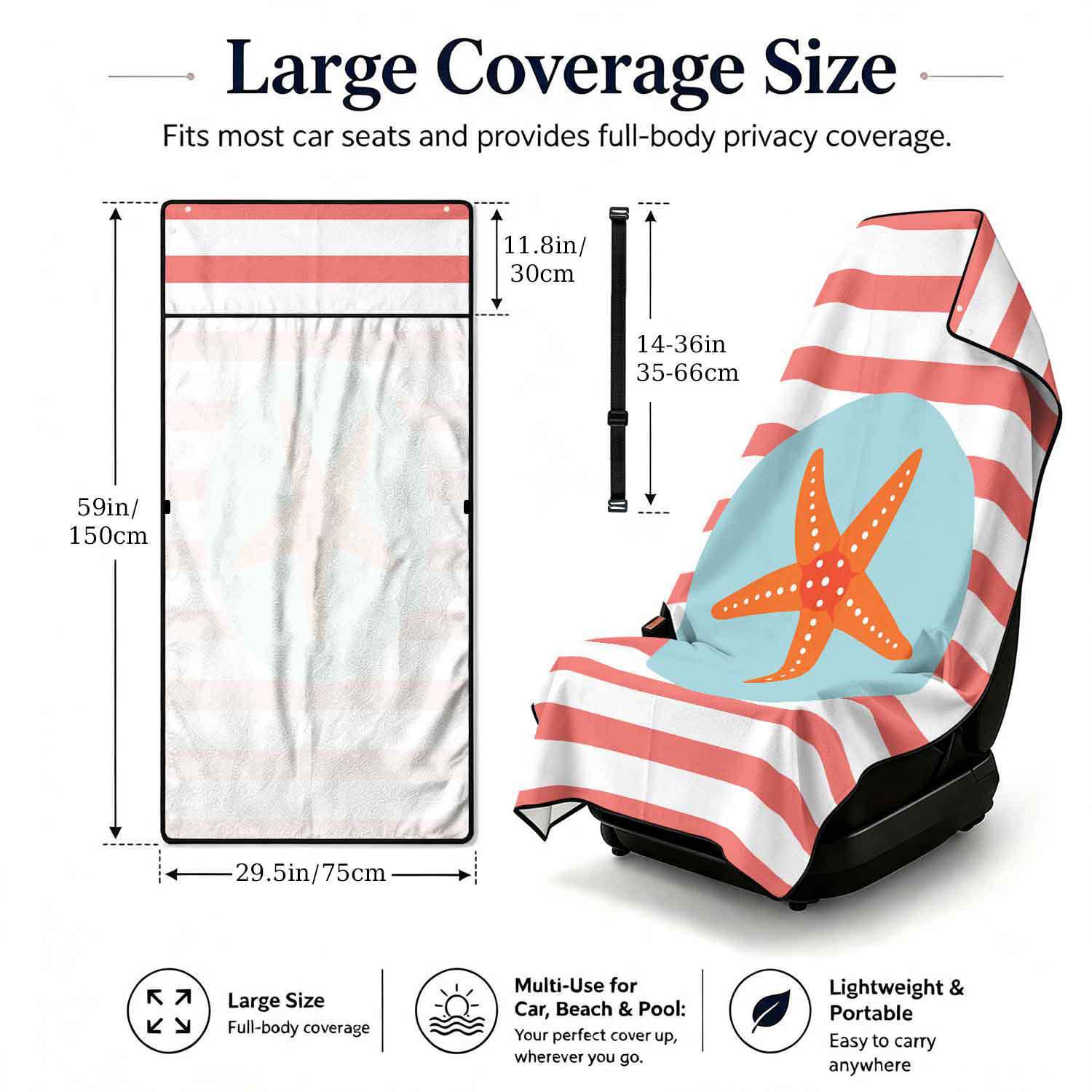 Summer bath towel and car seat cover 2-in-1, ultra-fine fiber outdoor beach and car dual-use universal seat cushion