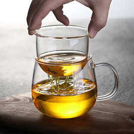 透明带把玻璃杯耐热花茶杯泡茶杯咖啡杯过滤内胆办公杯飘逸杯加厚