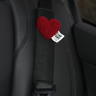 protective cover children's anti-wire love | Seat belt shoulder pad - burgundy-velvet-heart-1-black-ice-silk-shoulder-pad