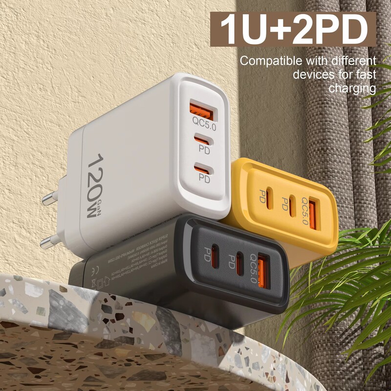 Pd45W Fast Charging Charger 12W Charging Head European Standard Suitable for Apple Android Mobile Phone Acc Multi-Port Adapter