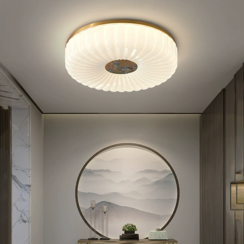 Copper ceiling light, cream LED trench coat, Chinese style
