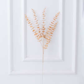 金色仿真花材金色尤加利叶银杏叶爱心叶凤尾婚庆装饰年宵福桶插花