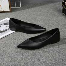 淺口女式平底單鞋職業工作鞋女黑色平跟黑色正裝鞋子型號111-3