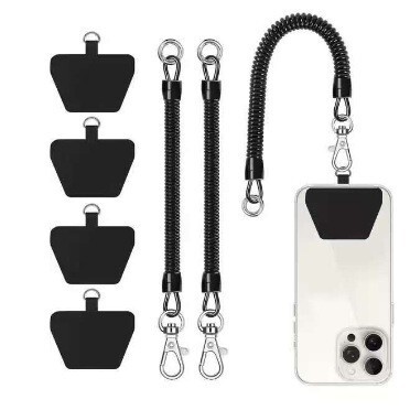 New universal mobile phone gasket lanyard plastic spring rope retractable anti-theft mobile phone connection piece anti-lost elastic rope