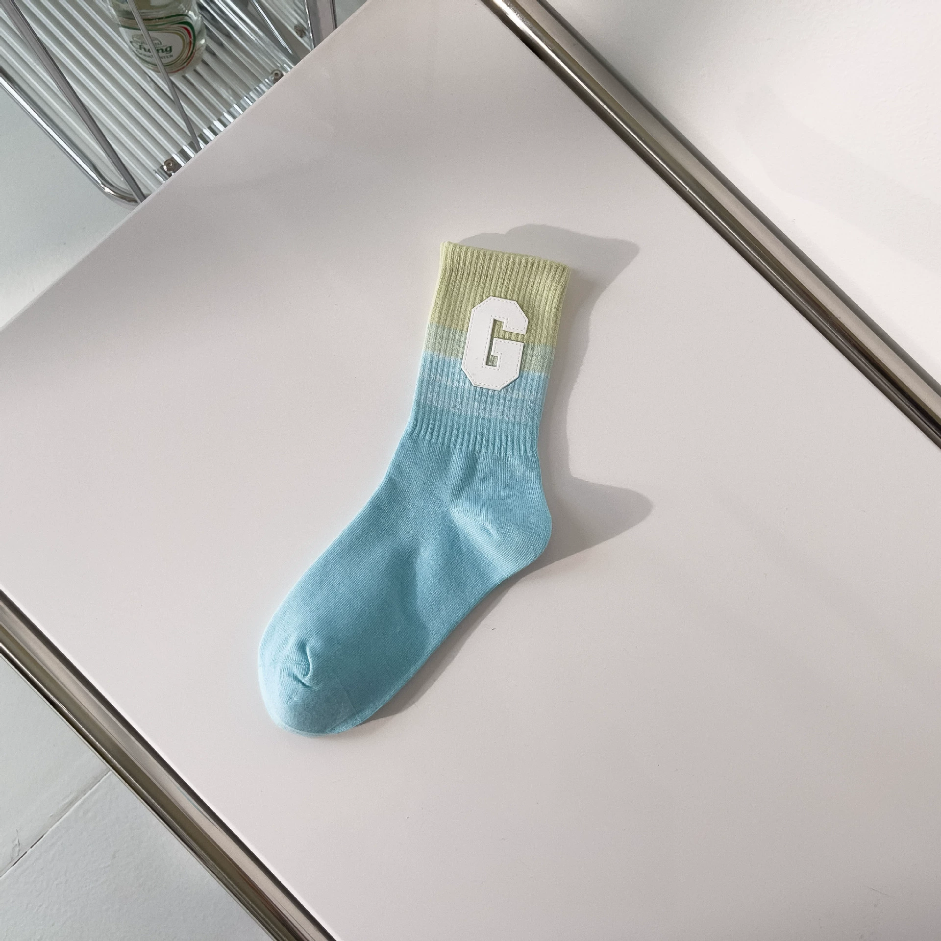 Спортивные осенняя дышащие knee socks для мужчин и женщин, градиентная до середины икры, многоцветные, средний размер