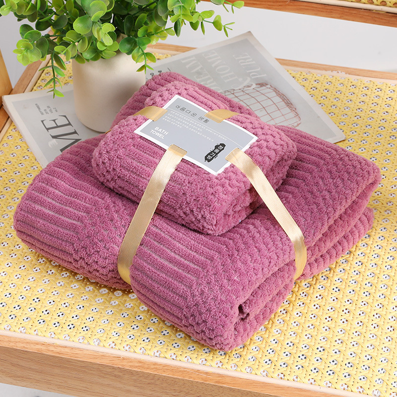 toalla de coral de alta densidad toalla de baño de absorción de agua para el hogar seco rápido engrosado toalla de cabello seco engrosado toalla de regalo de color simple