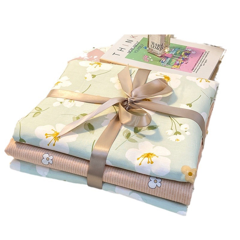 Nuevo estilo pastoral de algodón de cuatro piezas de algodón cama impresa de cuatro piezas estudiante de tres piezas sábana colcha cubierta sábana ajustable