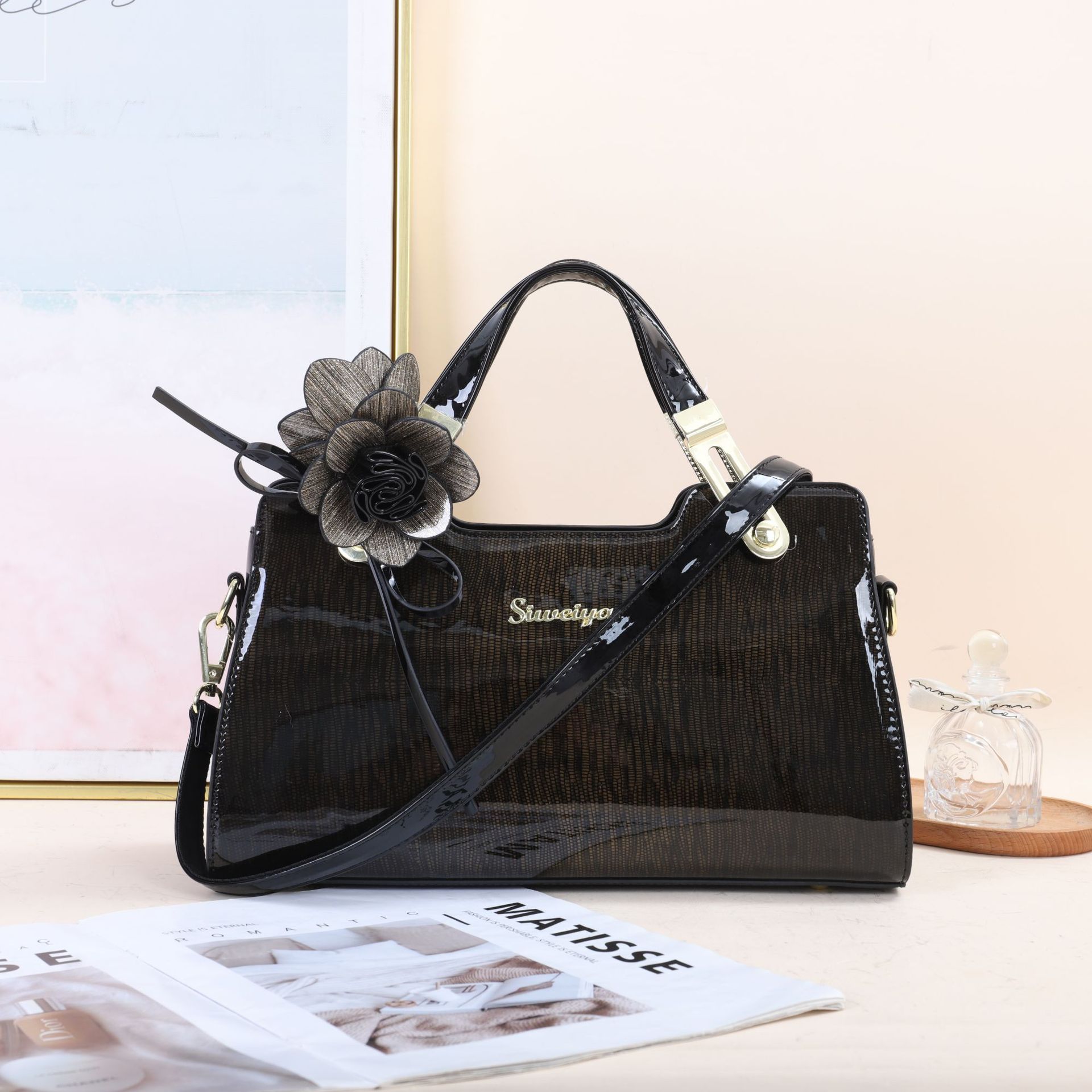 Borsa a mano sfumata vernice moda madre 2024 nuova borsa a tracolla in pelle alla moda per le donne_voghion.com