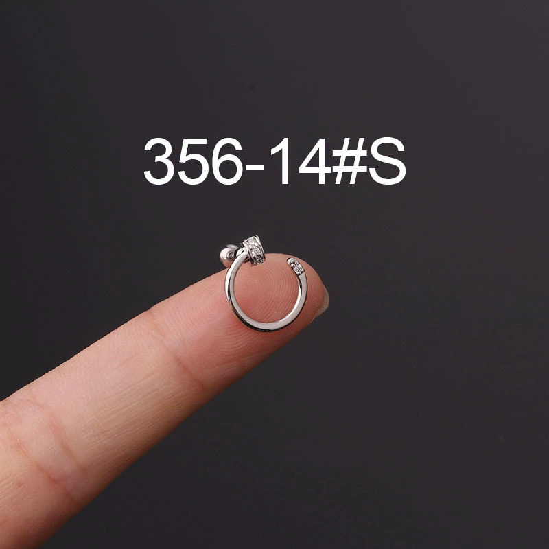 Серьги-гвоздики (пирсинг) из нержавеющей стали с цирконием, корейский стиль — стержень 0,8 мм, длина 6 мм