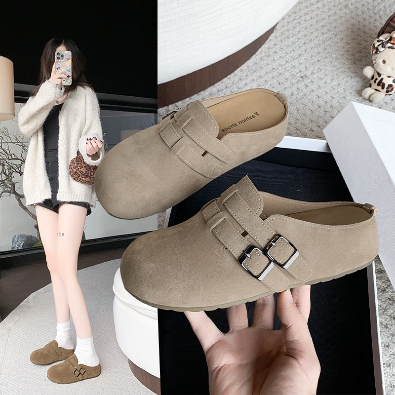 Outfit Platform-soled Birkenan Shoes Women's 2025 New Spring Slip-on Half Slippers All-match Lazy Slippers Outfit Platform-soled Birkenan Shoes Women's 2025 New Spring Slip-on Half Slippers All-match Lazy Slippers