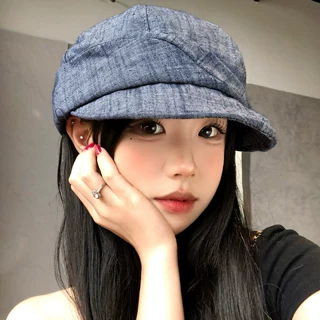 纯色小众文艺复古帽子男女艺术生不规则报童帽褶皱显脸小防晒帽子