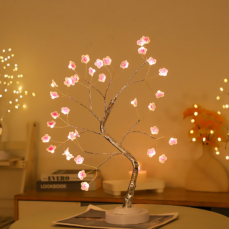 LED night light bedroom Valentine's Day creative decoration atmosphere rose ins style copper wire USB dual-purpose table lamp