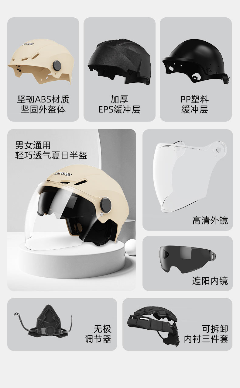 Electric Motorcycle Helmet 3C Certified Sunscreen Half Helmet