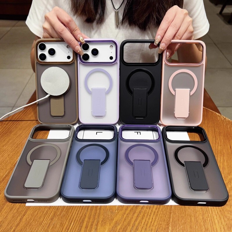适用iPhone17PROMAX磁吸支架手机壳苹果16磨砂肤感金属镜头保护套|undefined
