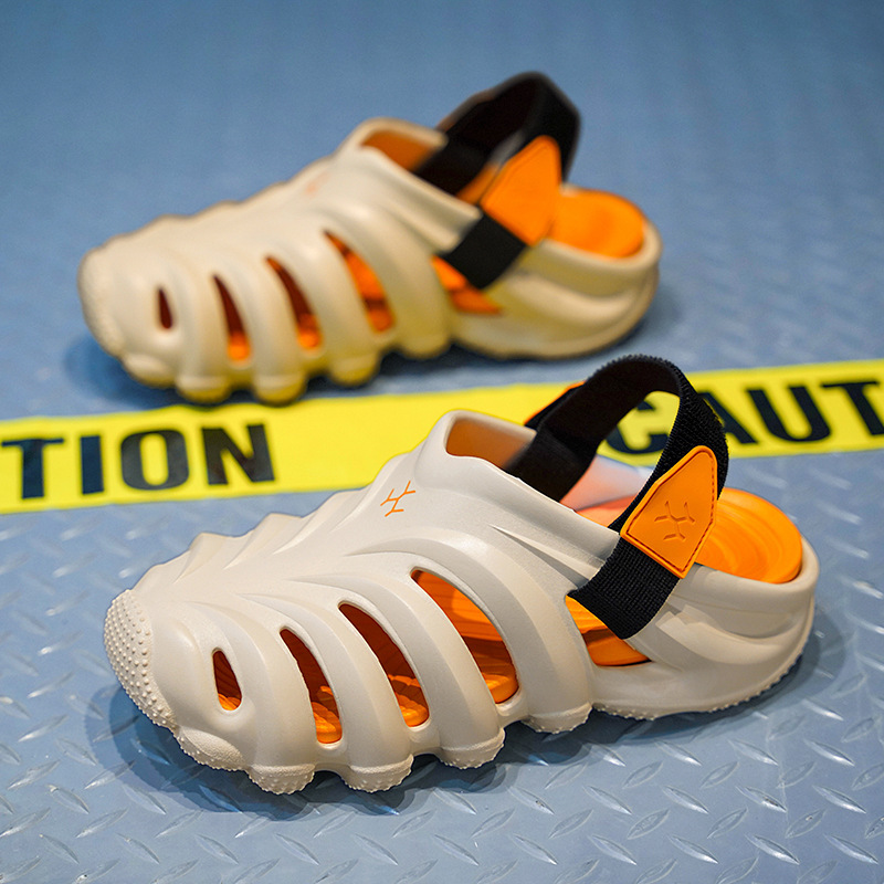 Sandalias para hombres de verano al aire libre zapatillas de cabeza de bolsillo para hombres dos usos zapatos de agujero de pesca de playa zapatillas frías