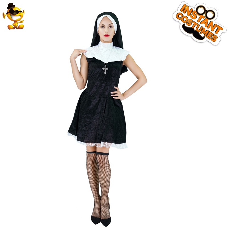 Halloween monje adulto partido traje de la etapa del funcionamiento Cosplay mascarada reparación ropa las mujeres image 7