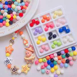 烤漆螺纹毛线珠彩色条纹diy散珠串珠手机链条包挂件饰品配件材料