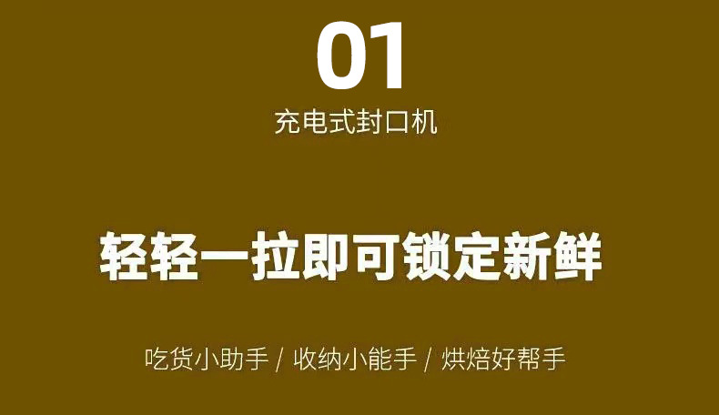 USB充电式手压封口夹小型家用便携零食塑封机密封器迷你封口机详情1