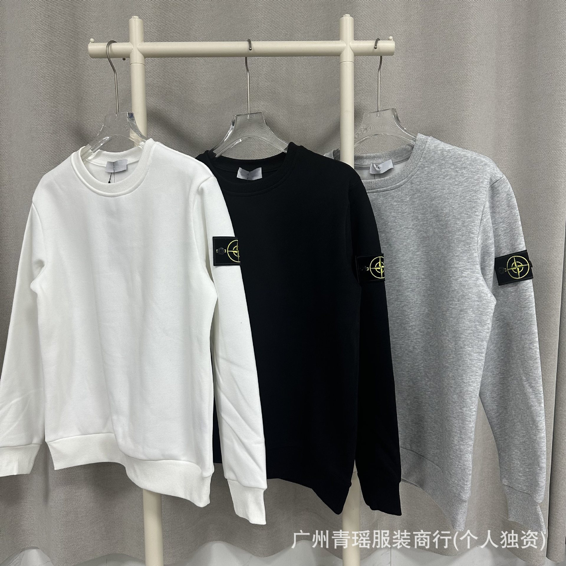 Cross-Border Export European and American Trendy St and Stone Basic Spring and Autum Velvet Sweatshirts for Men and Women