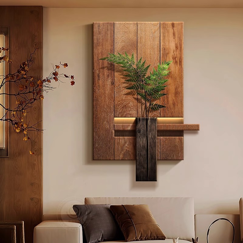 わびさびスタイルの玄関装飾絵画中国風の高級茶室リビングルーム吊り絵画宋代の美学廊下の端壁画ライト|undefined