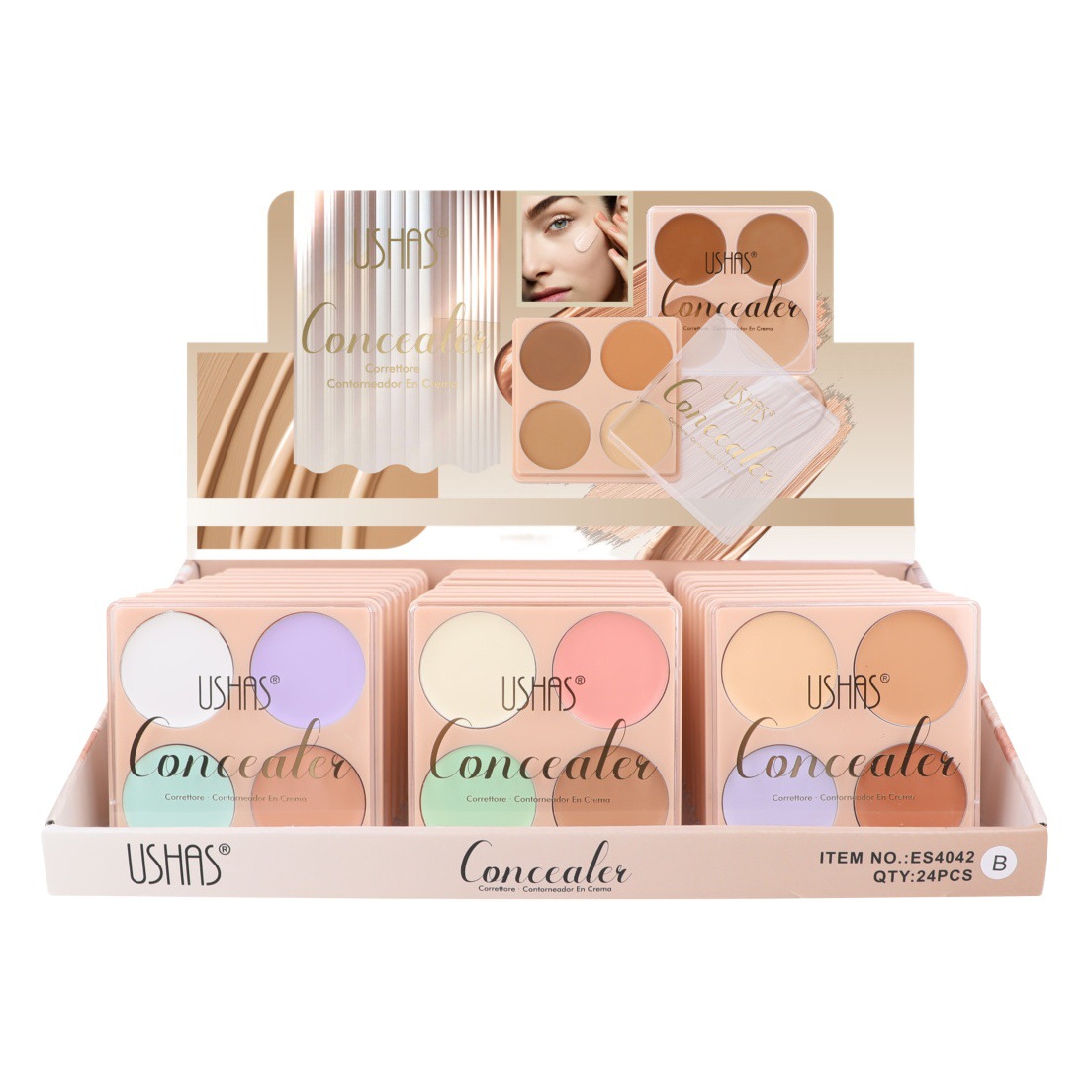 USHAS Cross-border spot venta caliente corrector ES4042B reparación sombra luz brillante para cubrir el acné
