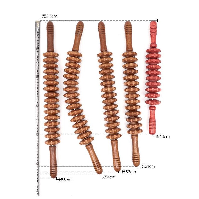 Wooden Massage Roller for Meridian Clearing, Kneading and Massaging Meridians, Carbonized Wood Full-Body Massage Wheel