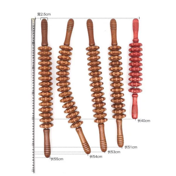 Wooden Massage Roller for Meridian Clearing, Kneading and Massaging Meridians, Carbonized Wood Full-Body Massage Wheel