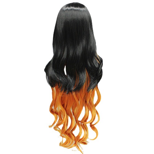 Demon Slayer Wig Demon Slayer Kamado Nezuko cos wig gradient brown medium long curly hair cosplay