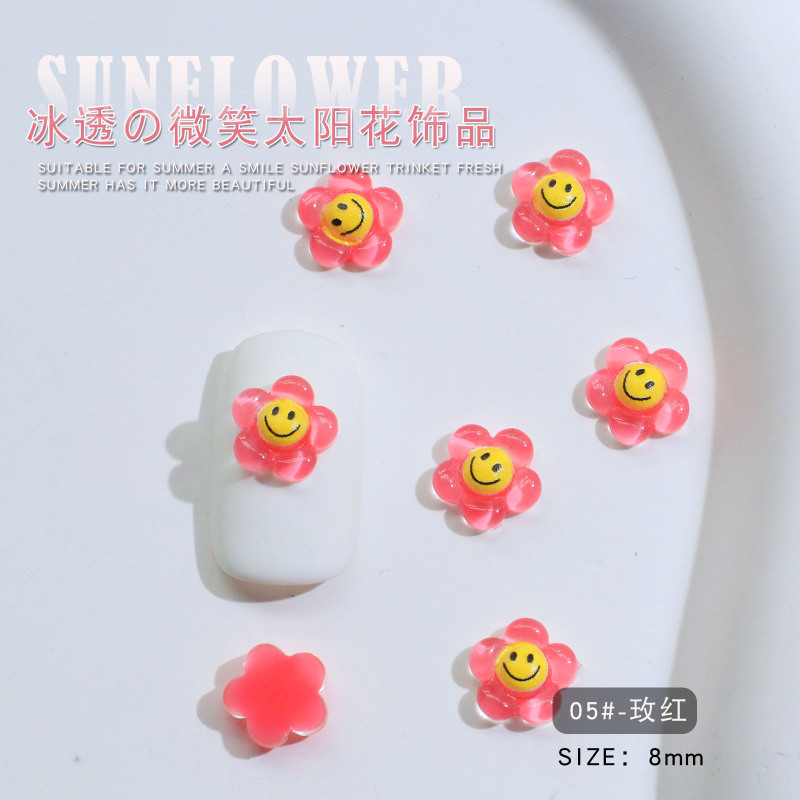 ネイルアート氷透太陽花小物樹脂清新笑顔花混色五弁小花爪装飾卸売り|undefined