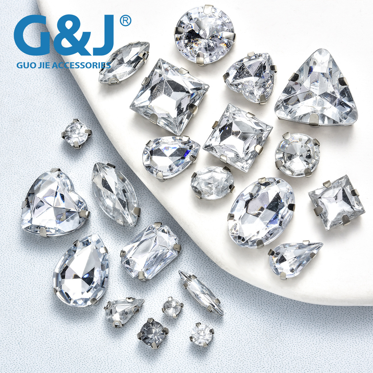 正方爪钻仿台亚克力四孔爪不锈钢白K饰品配件