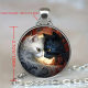 Fashion black and white cat pendant-zinc alloy keychain and necklace, men's fashion animal pattern metal