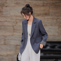 时尚灰色小西装宽松外套女2025秋冬新款气质职业装正装西服女上衣