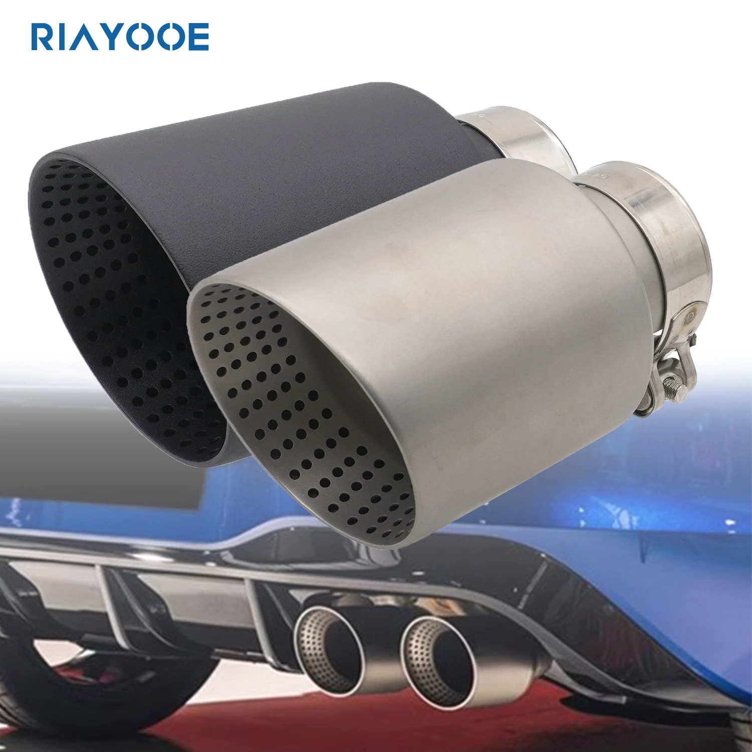 Декоративная насадка на выхлопную трубу из нержавеющей стали с двойным слоем и сеткой, универсальная, для тюнинга автомобилей