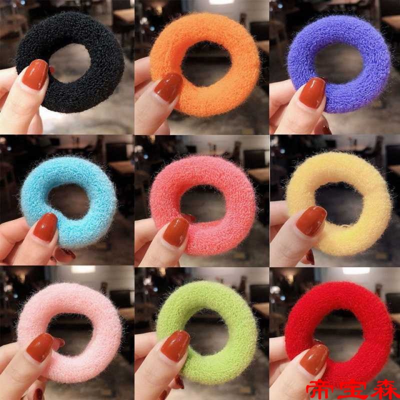 Leather sheath Tousheng Korean Edition lovely colour The large intestine ins Simplicity Hair tie towel Elastic Hairpin