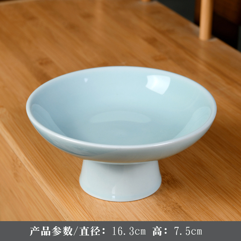 青花磁器高脚果盤中国式陶磁器茶点盤乾ナッツ菓子大サイズ果物盤功盤茶室レストラン|undefined