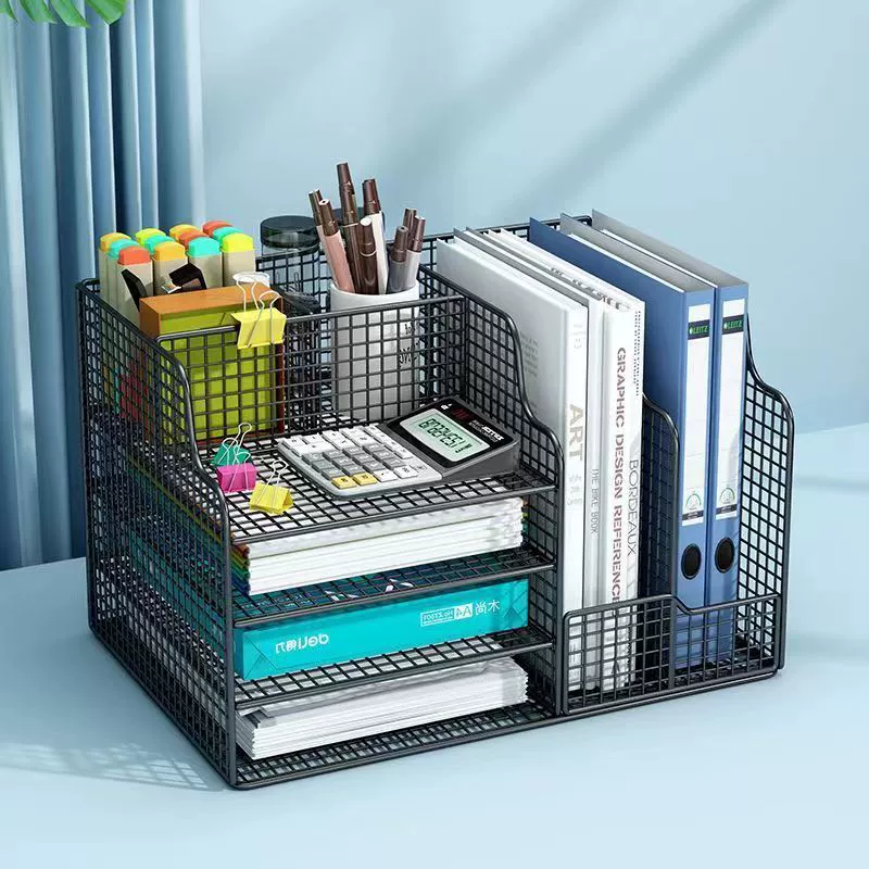 Настольная стойка для хранения файлов, стеллаж для хранения файлов, ящик для хранения канцелярских принадлежностей, стеллаж для файлов, настольная книжная полка, многослойная стойка для хранения