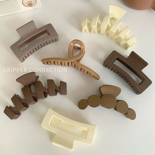 New internet celebrity retro frosted grab clip candy color hair clip female pearl shark clip back of head large bath hair accessory