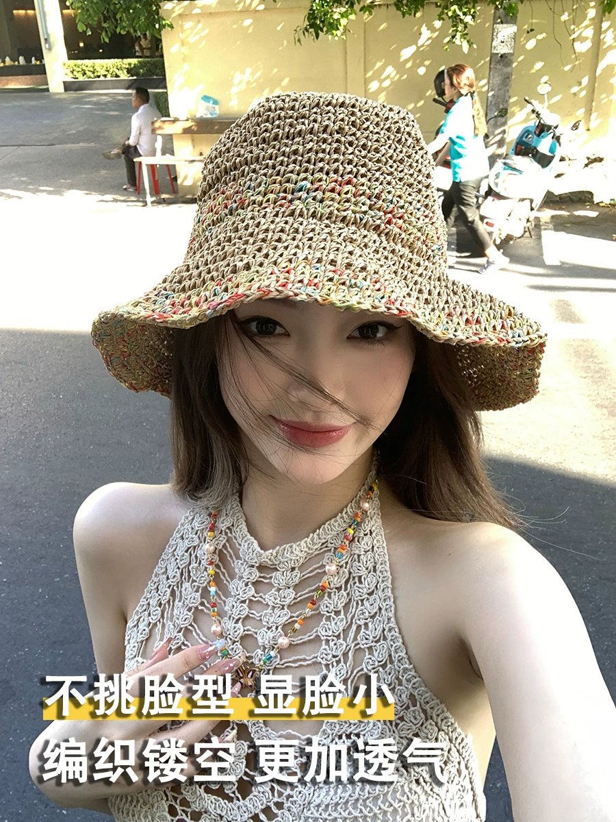 瑾琰 Summer breathable beach woven sun hat, beach style