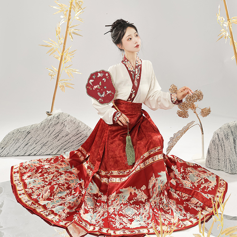 Hanfu made by Han Yu Kui Ming [Fengxi] Airplane Sleeves New Chinese Style National Style Horse Face Skirt Women's Daily Commuting suit