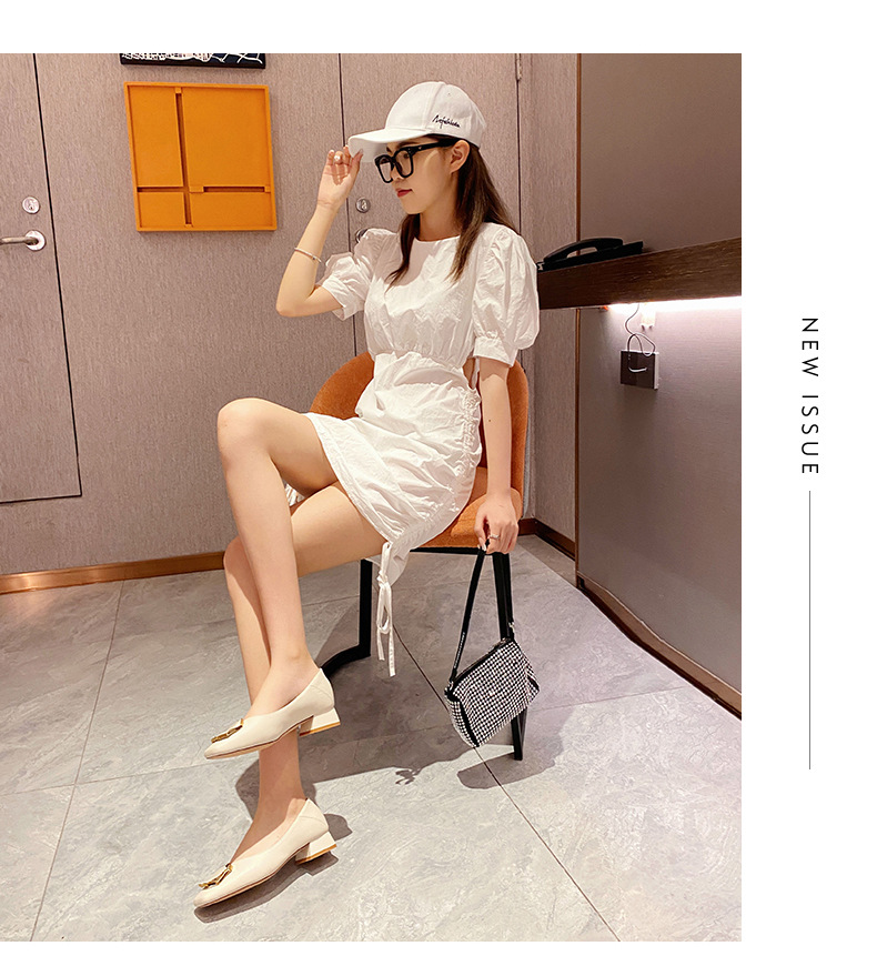 Elegant Women's Leather Dress Shoes Square Toe Thick Low Heel_voghion.com