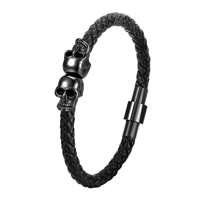 Skull Stainless Steel Bracelet Ghost Men's Leather Bracelet Woven Bracelet Simple Bracelet L19183