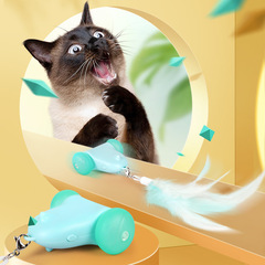 猫のおもちゃの知能のスピードの車のネズミの電動の羽は猫の棒を笑わせます。