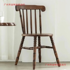 复古法式咖啡甜品奶茶店白茬实木椅家用中古靠背椅美式温莎餐桌椅