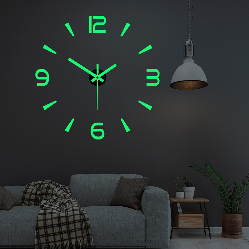 Amazon creativo reloj luminoso DIY acrílico Reloj de pared salón dormitorio decoración mudo reloj etiqueta de la pared