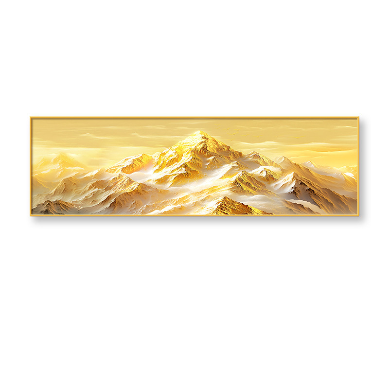 日照金山床头装饰画主卧房间高级感挂画背有靠山客厅卧室轻奢壁画|undefined