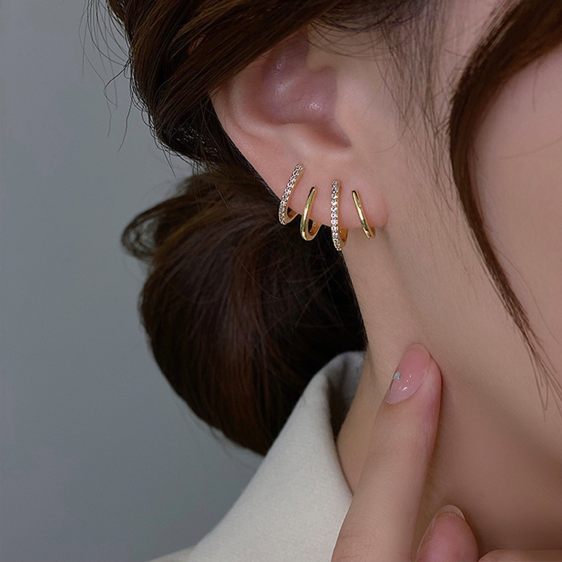 5g Weight Artificial Gemstones Inlay Material Simple Style Geometric Plating Metal Artificial Gemstones Stud Earrings