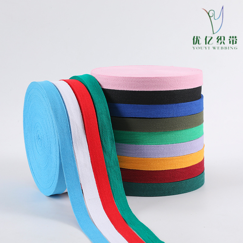 1cm de color algodón herringbone banda de borde de ropa textil casera banda de borde rodante banda de borde de cuello trasero chaqueta cuello prensado banda de borde