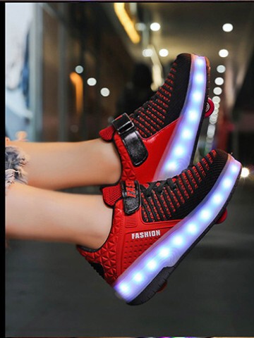 Cross-border children's detachable dual-wheel LED charging run shoes, boys' casual shoes, student with wheels, glowing plate shoes